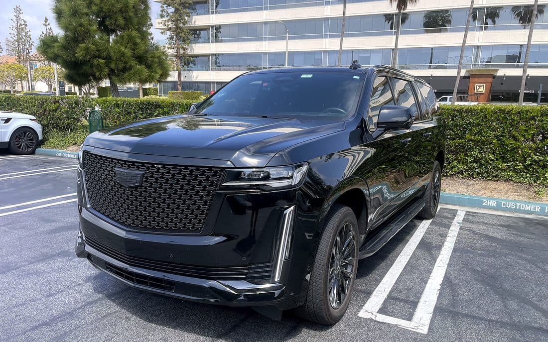 Black Cadillac Escalade ESV for chauffeured service