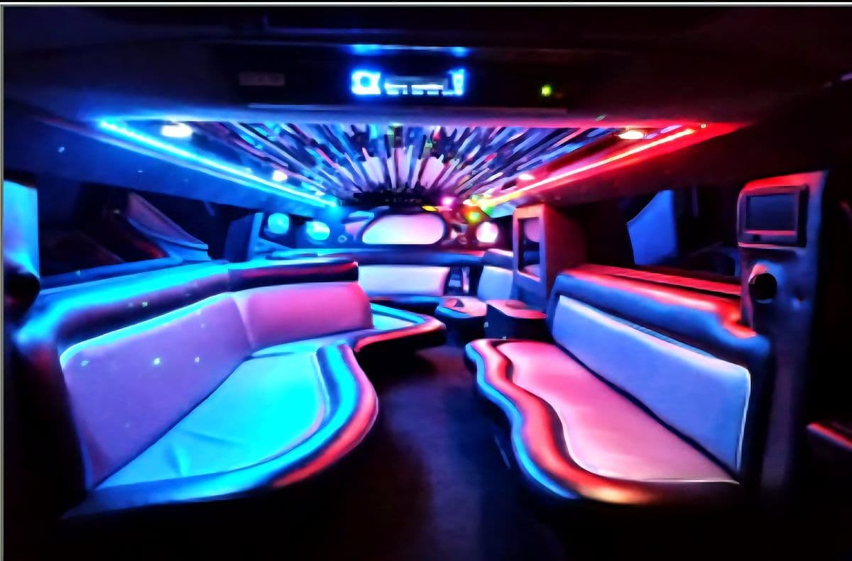 Hummer H2 stretch limousine interior with colour-changing LED lighting