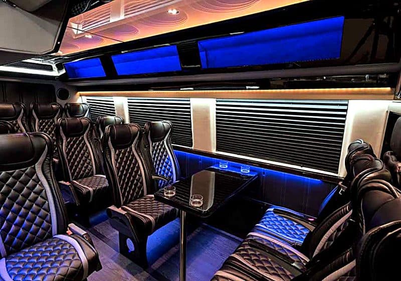 Mercedes-Benz Sprinter party interior with LED lighting