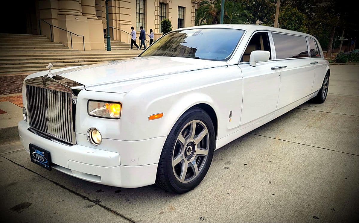 White stretched Rolls-Royce limousine