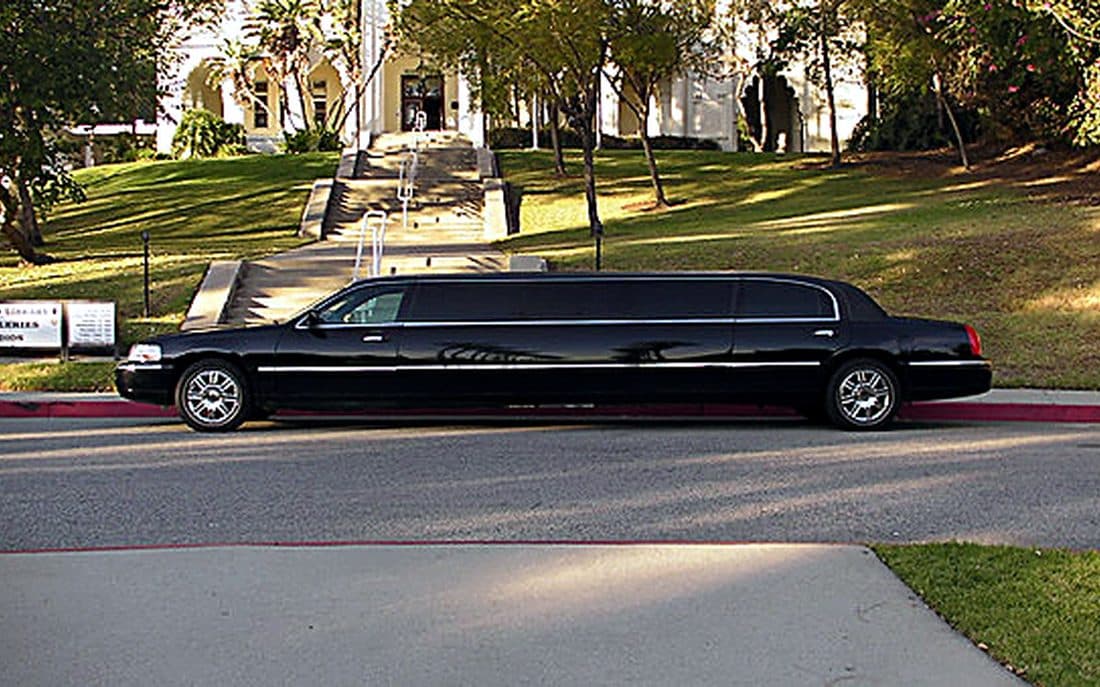 Black Lincoln Town Car stretch limousine
