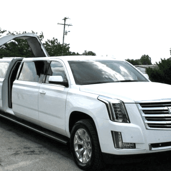 White SUV stretch limousine for quinceañera transportation